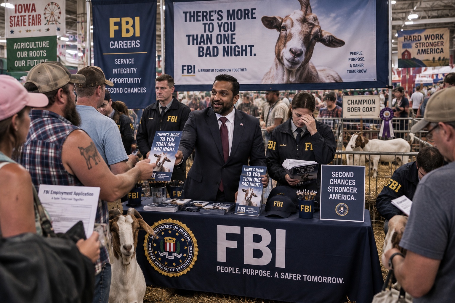 FBI recruitment campaign billboard featuring a goat