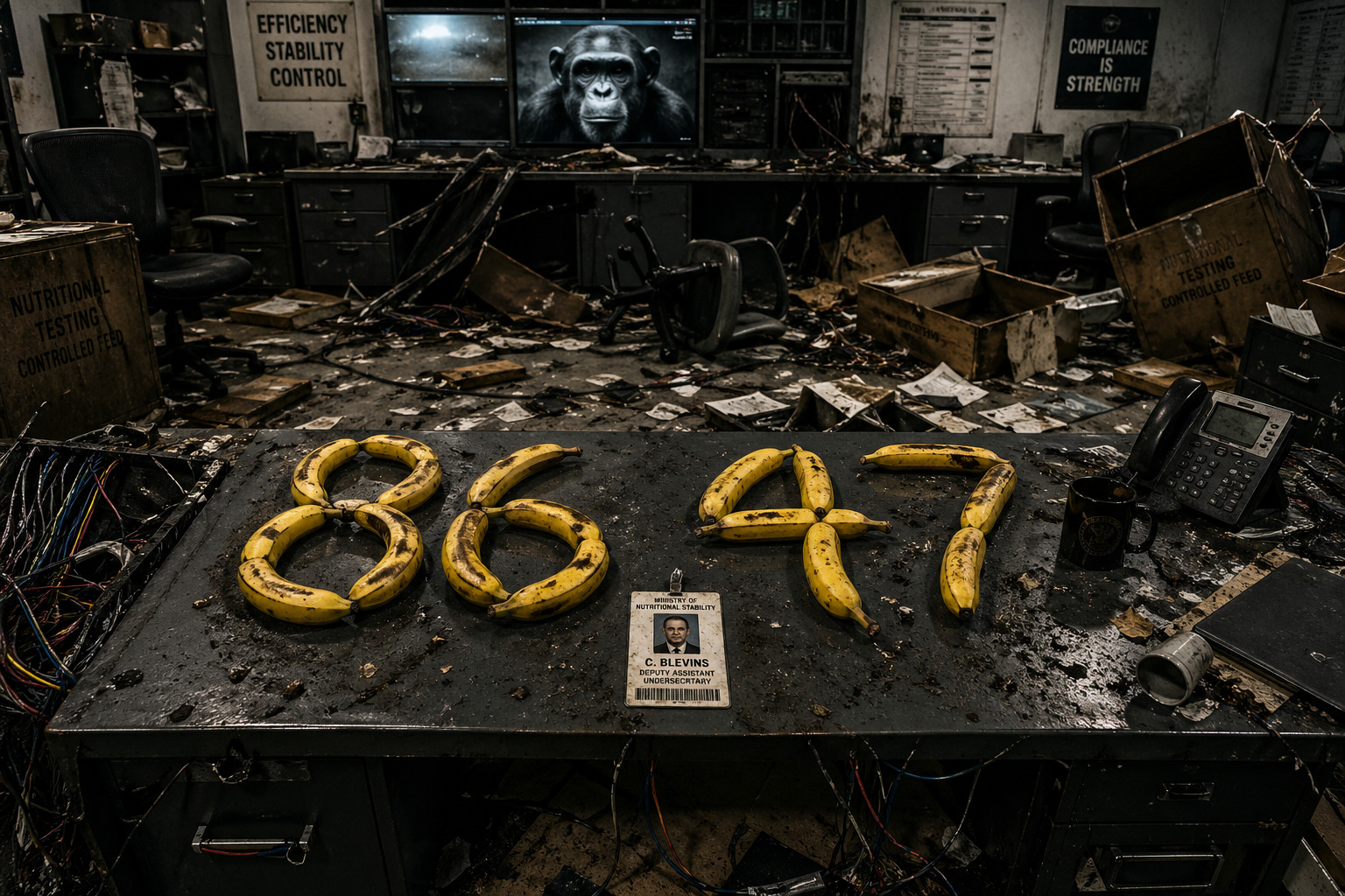 Bananas arranged to read 86 47 at sabotage site