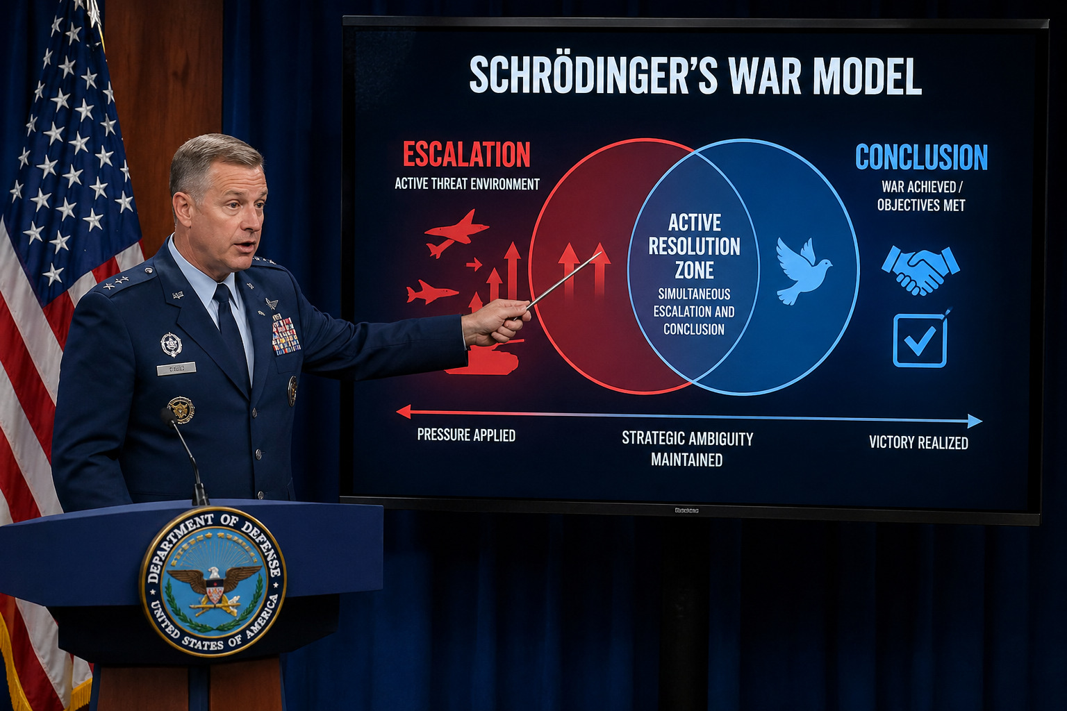 General explaining Schrödinger’s War Model
